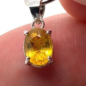 Yellow Sapphire 1.45ct White Gold Finish Solid 925 Sterling Silver Pendant